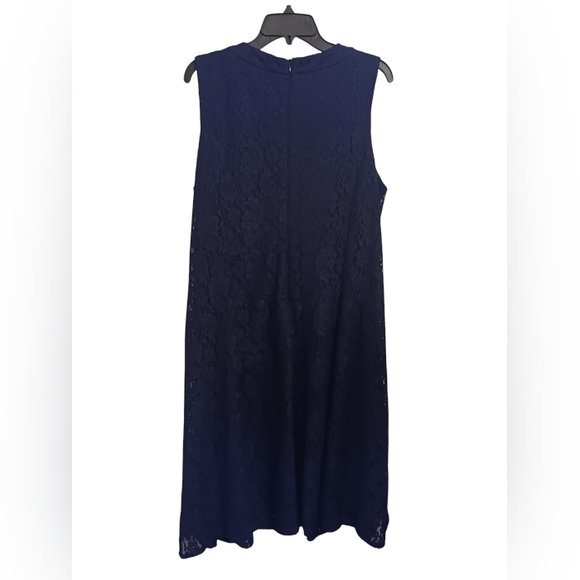 Navy Blue Sleeveless Midi Dress with Pearl Collar Size 16W - Picture 4 of 5